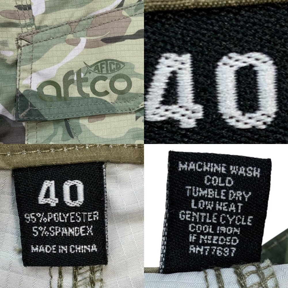 AFTCO Tactical Fishing Cargo Short 40 Green Camouflage - Picture 4 of 12